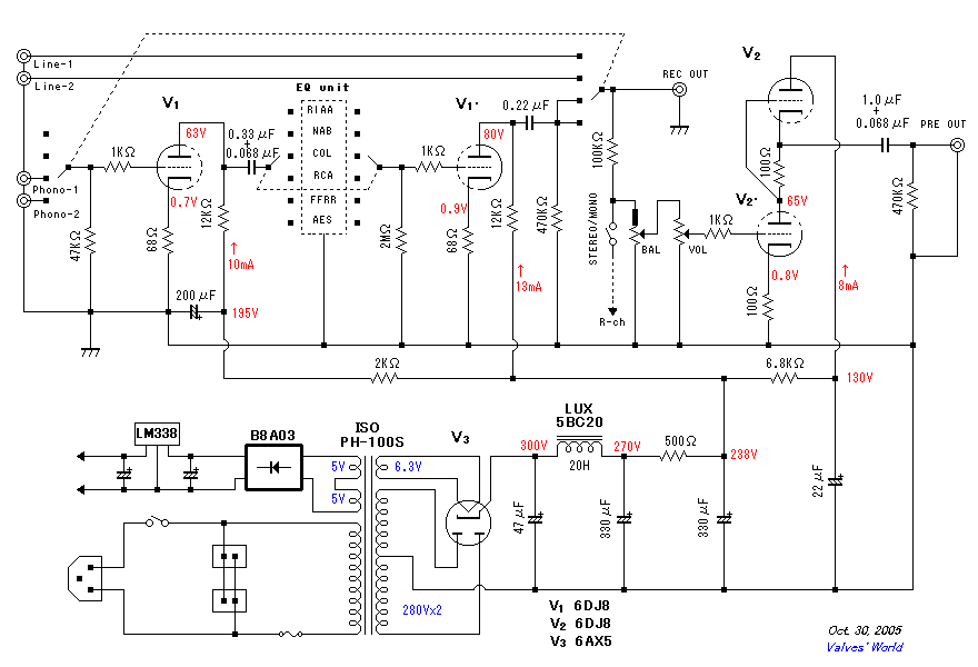 帶 EQ 曲線切換 的6DJ8胆前级